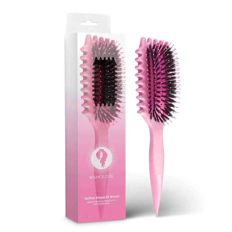 Bounce Curl Define EdgeLift Brush, 5-in-1 Tool for Effortlessly Defined Curls, Waves &amp; Coils, Reduces Frizz - Pink