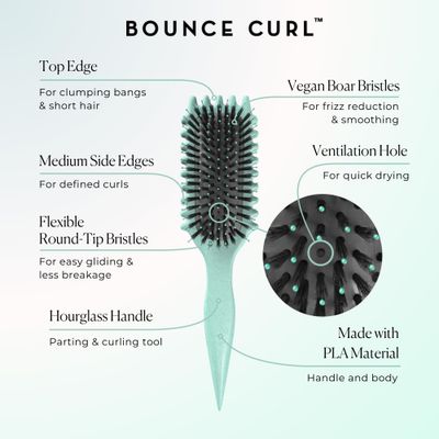 Bounce Curl Define EdgeLift Brush, 5-in-1 Tool for Effortlessly Defined Curls, Waves &amp; Coils, Reduces Frizz - Pink