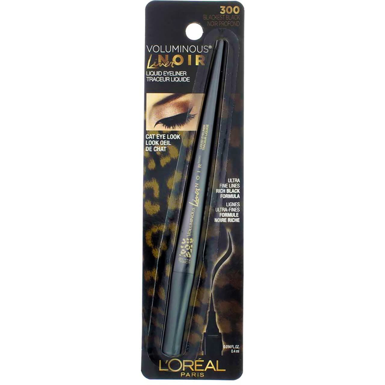 L&#39;Oreal Voluminous Liquid Eyeliner Noir Liner, 300 Blackest Black (Pack of 2)