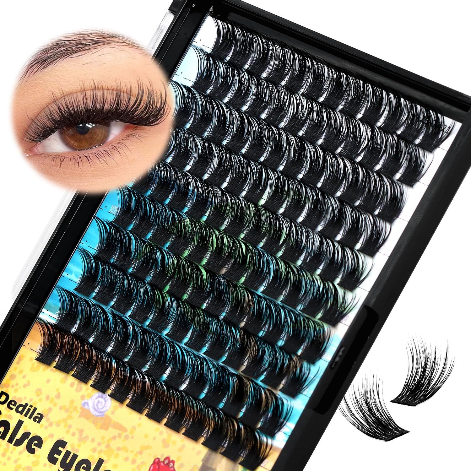 Dedila120Pcs 8-20mm Available Handmade D Curl Wide Stem Individual False Eyelashes Cluster Eyelash Extensions Dramatic Look Volume Eye Lashes Set Home DIY Lashes (10mm)