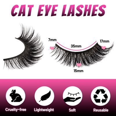 Veleasha Cat Eye Lashes Natural Look Fox False Eyelashes Gorgeous Wispy &amp; Lightweight Faux Mink Lashes for Doll Eye Makeup 5 Pairs Pack (Charming)