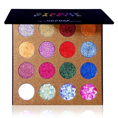 UCANBE Pro Glitter Eyeshadow Palette - Professional 16 Colors - Chunky &amp; Fine Pressed Glitter Eye Shadow Powder Makeup Pallet Highly Pigmented Ultra Shimmer for Face Body