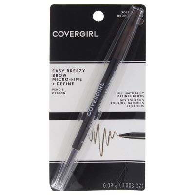 COVERGIRL - Easy Breezy Brow Micro-Fine  Define Pencil, Micro-fine tip, no sharpening required, Built-in spoolie-brush, 100% Cruelty-Free