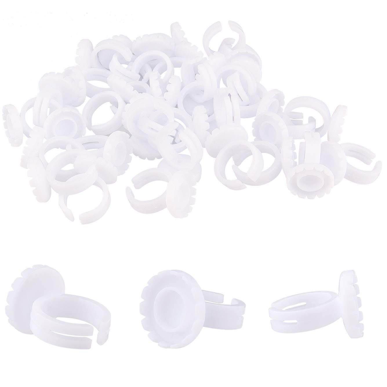 BEYELIAN Glue Rings For Eyelash Extensions, Can Fasten to Tweezers, Smart Glue Cups, Lash Glue Holder Fanning, Volume Fan Blooming Cups, Lash Extension Supplies, Disposable Plastic Rings, 50 PCS