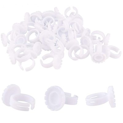 BEYELIAN Glue Rings For Eyelash Extensions, Can Fasten to Tweezers, Smart Glue Cups, Lash Glue Holder Fanning, Volume Fan Blooming Cups, Lash Extension Supplies, Disposable Plastic Rings, 50 PCS