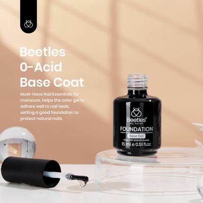 beetles Gel Polish Gel No Wipe Base Coat,15ml for Gel Nail Polish Soak Off LED Nail Lamp Gel Base Coat Upgraded Formula Long-Lasting DIY Home and Nail Salon Valentines Day Gifts for Her