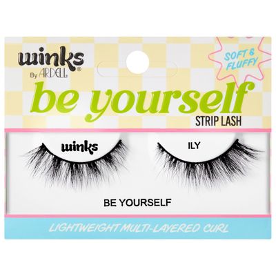 Ardell Winks Be Yourself Lashes - ILY, Eye-Enhancing Black Strip Lashes, Easy Application, Natural Look False Eyelashes, 1-Pair