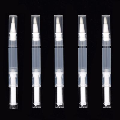 QUANXILXU 5 Pcs 3 ml Transparent Twist Pens,Empty Nail Oil Pen with Brush Tip Cosmetic Lip Gloss Container Applicators,Eyelash Growth Liquid Tube Cosmetic Rotary Twist Pens with Brush Tips