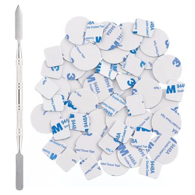 Allwon 56Pcs Metal Stickers for Magnetic Palette Empty Eyeshadow Makeup Palette  Depotting Spatula (28Pcs Round  28Pcs Square)