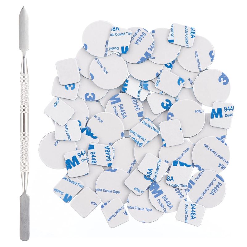 Allwon 56Pcs Metal Stickers for Magnetic Palette Empty Eyeshadow Makeup Palette  Depotting Spatula (28Pcs Round  28Pcs Square)