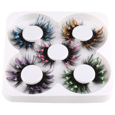 wiwoseo False Eyelashes Fluffy Wispy Faux Mink Lashes Valentines Festival Styles Dramatic 3D Effect Butterfly Colorful Decorative Fake Eyelashes for New Year Cosplay Party Stage