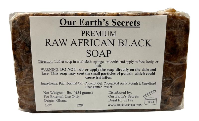 Our Earth&#39;s Secrets Raw African Black Soap, 1 lb.