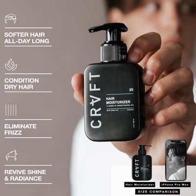 CRVFT Daily Leave in Conditioner For Men OIL | 30 Day Supply | Men's Hair Moisturizer | Hair Oil For Men | For DryDamaged Hair | Scented | (3oz) AM