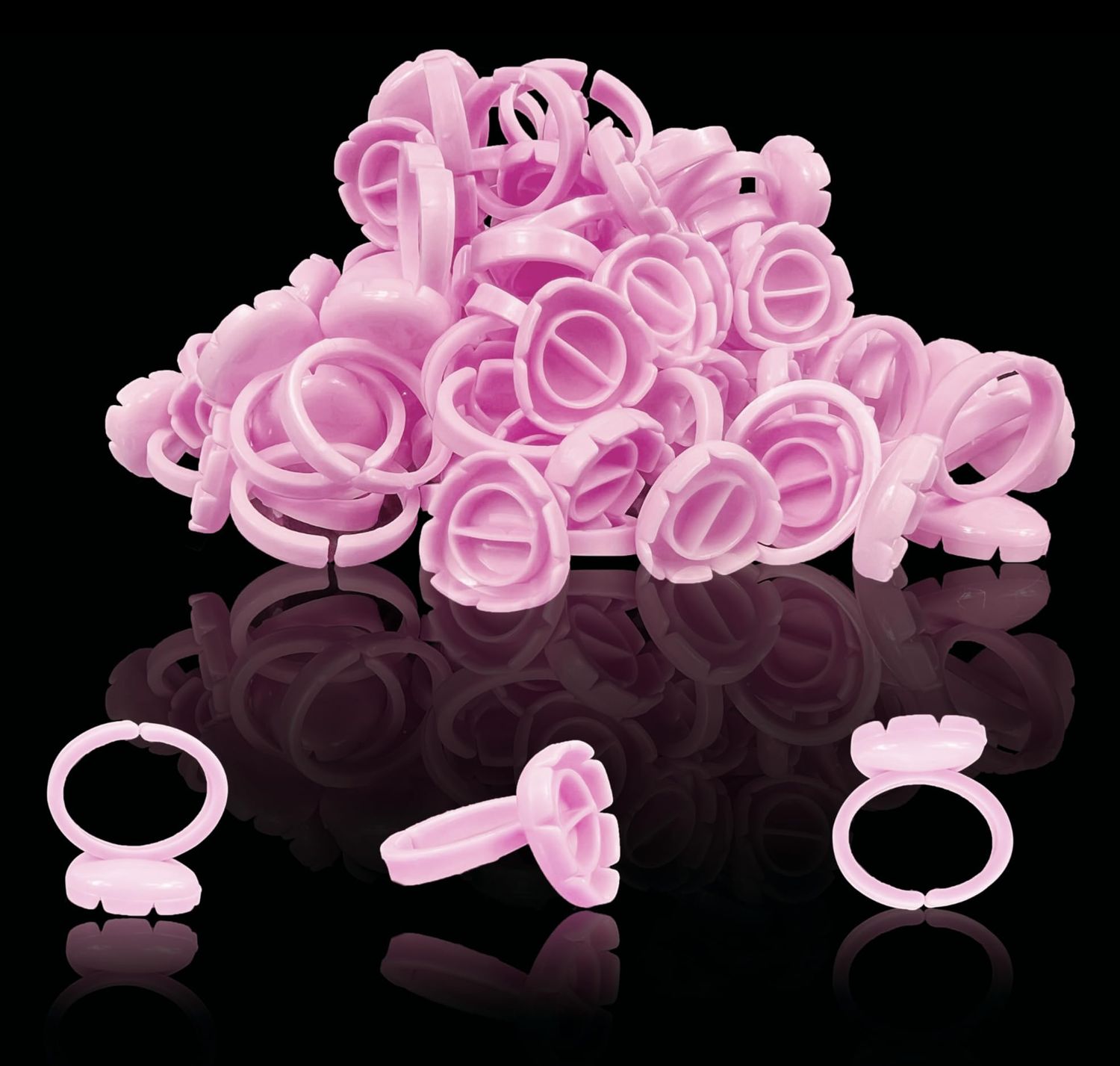 KB ESSENTIALS 200pcs Glue Rings for Eyelash Extensions - Lash Extension Ring Holder Cup Professional Tech Supplies - Adjustable, Disposable &amp; Flower Nail Art, Tattoo Makeup
