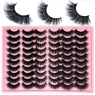 loladook False Lashes Pack 30 Pairs Mink Full Strip Lashes Wispy Fluffy Long Cat Eye Lashes Mink 3D Volume False Eyelashes Natural Look Multipack (3 Styles)