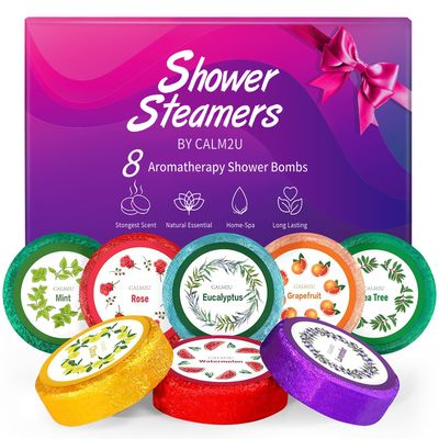 CALM2U Shower Steamers Aromatherapy - Birthday Gifts for Women 8 Pack Shower Bombs with Essential Oils, SPA Self Care Gifts for Women Who Have Everything, Valentines Day Gifts for Her, Wife, Mom