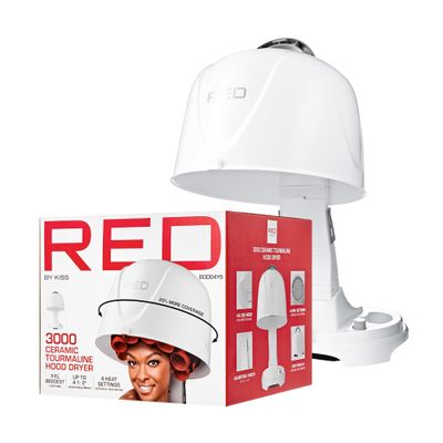 Red by Kiss 3000 Ceramic Tourmaline Professional Hood Dryer, 4 Heat Settings Blow Dryer for Home &amp; Salon, Height Adjustable Convenient Big Hood Size Extra Coverage