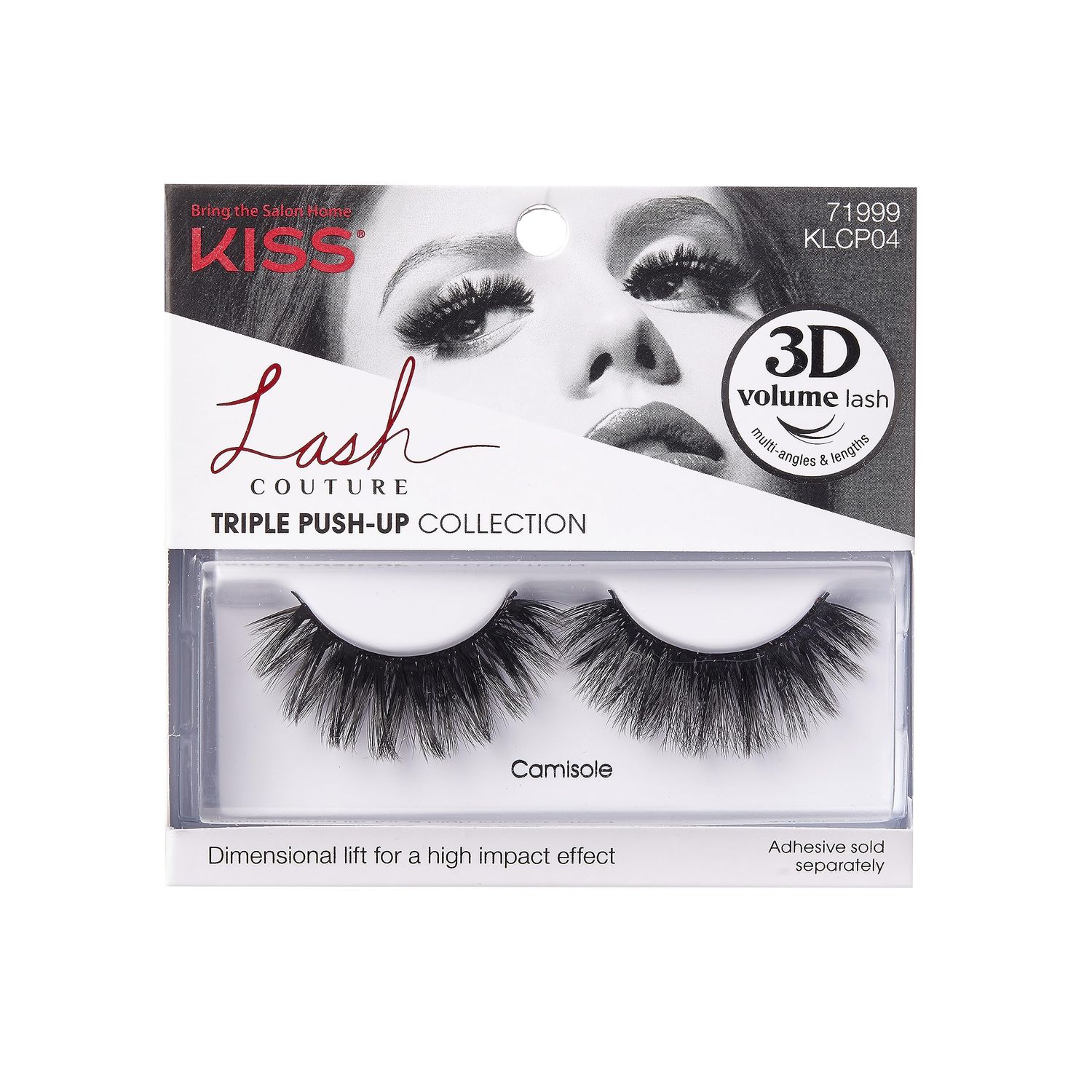 KISS Lash Couture Triple Push Up Collection, 3D Volume False Eyelashes with Triple Design Technology, Multi-Angles &amp; Lengths, Reusable, Style &#39;Camisole&#39;, 1 Pair Fake Eyelashes