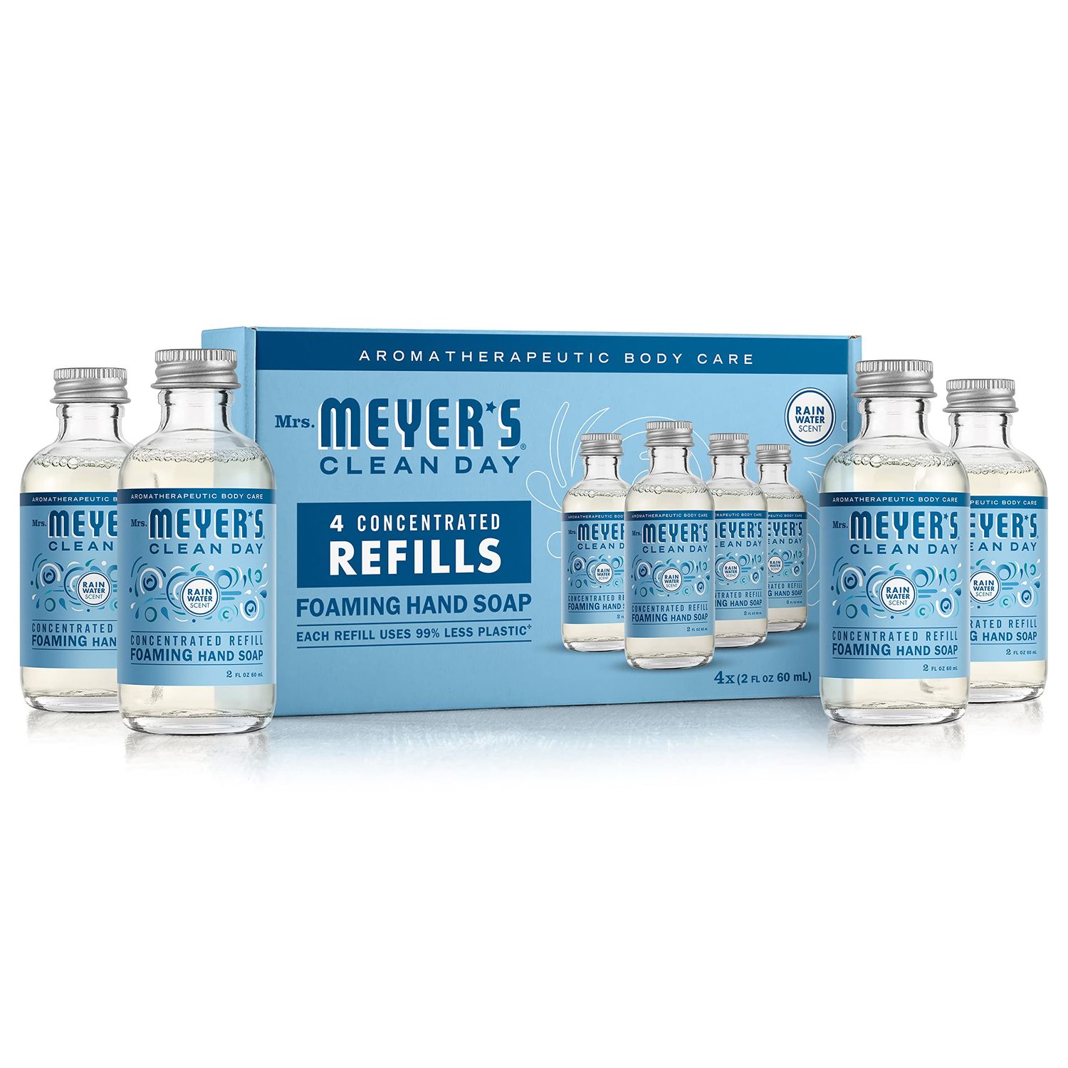 MRS. MEYER&#39;S CLEAN DAY Foaming Hand Soap Concentrated Refills, 4 Concentrated Refills (2 Fl. Oz each), Rain Water Scent, Makes 40 Fl. Oz. of Foaming Soap Total