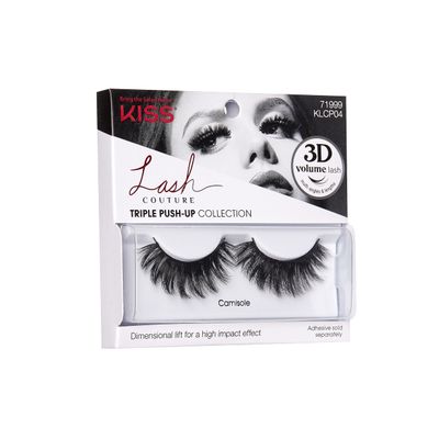 KISS Lash Couture Triple Push Up Collection, 3D Volume False Eyelashes with Triple Design Technology, Multi-Angles &amp; Lengths, Reusable, Style 'Camisole', 1 Pair Fake Eyelashes