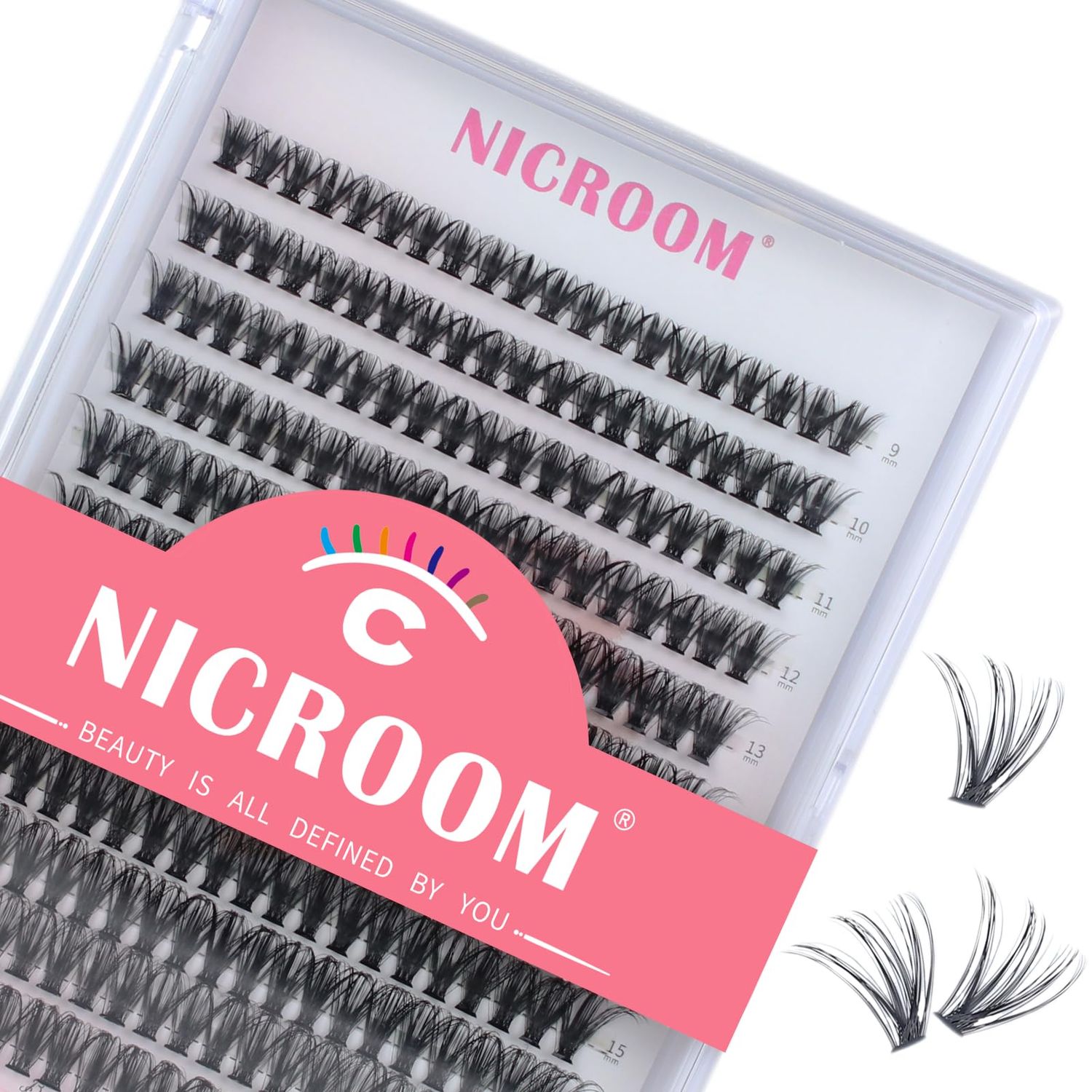 NICROOM Lash Clusters 240pcs Individual Lashes 40D 0.07D Curl 9-16mm DIY Eyelash Extension Mixed Tray Faux Mink Wispy Soft&amp;Natural Cluster Lashes False Eyelashes(40D-0.07D-9-16mm)