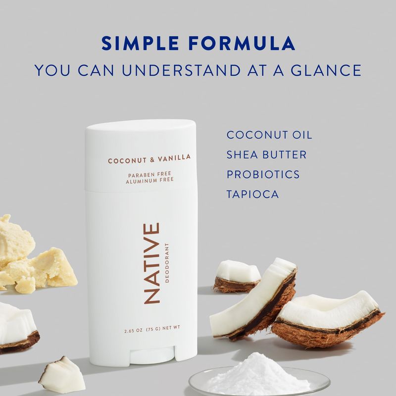Native Deodorant Contains Naturally Derived Ingredients, 72 Hour Odor Control | Deodorant for Women and Men, Aluminum Free with Baking Soda, Coconut Oil and Shea Butter | Coconut &amp; Vanilla
