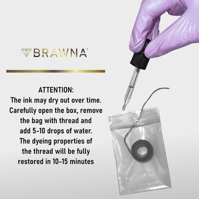 BRAWNA  2 pack  Pre - Inked Mapping String for Eyebrow Mapping - Premium PMU Thread - Brow Measuring Tool - Microblading Supplies - Black