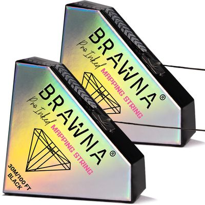 BRAWNA  2 pack  Pre - Inked Mapping String for Eyebrow Mapping - Premium PMU Thread - Brow Measuring Tool - Microblading Supplies - Black