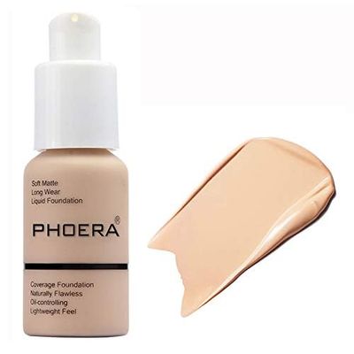 58g PHOERA Foundation Full Coverage Foundation Flawless Concealer Foundation Matte Oil Control Concealer Long Lasting Moisturizing Base Liquid Cover Cream Colour Changing Foundation for women&amp;girls