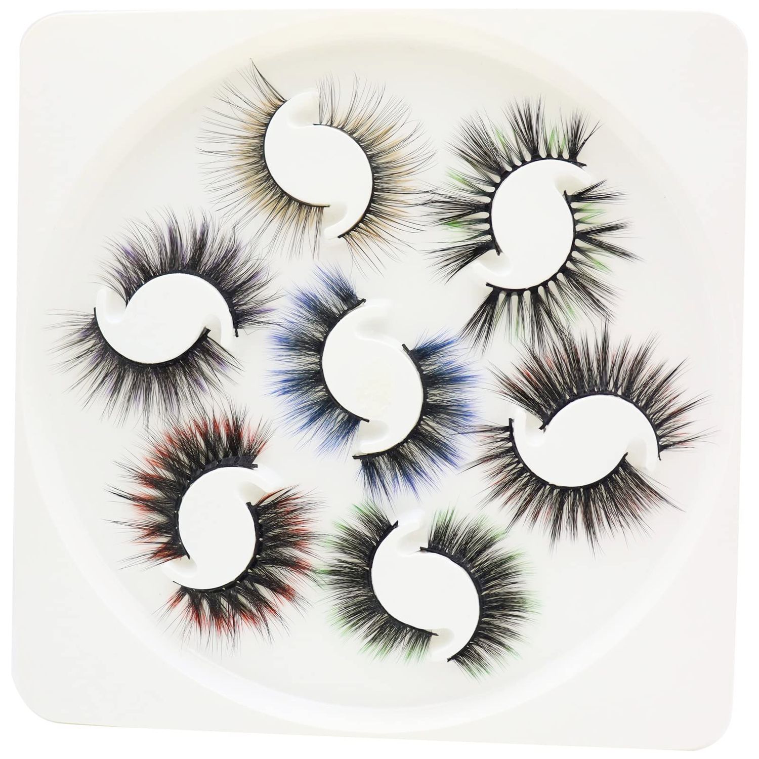 DAODER False Eyelashes Hybrid Colored Lashes Wispy Fake Lashes Natural Look Faux Mink Lashes 15mm Long Cosplay Costume Eye Lashes Multipack 7 Pairs