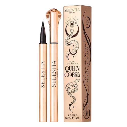SELESTIA BEAUTY Liquid Eyeliner Pen Queen Cobra - Long-Lasting &amp; Waterproof Eyeliner Pencil - Black Eyeliner Liquid Liner for All Day Wear - 0.016 Fl Oz