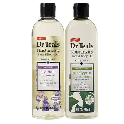 Dr. Teals Bath &amp; Body Oil Variety Gift Set (2 Pack, 8.8oz Ea.) - Soothing Lavender &amp; Rejuvenating Eucalyptus &amp; Spearmint - Essential Oils Hydrate Skin &amp; Alleviates Daily Stress