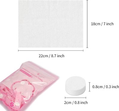 Classycoo Compressed Towel 100 PCS Mini Tablets Disposable Portable Face Towel Cotton Coin Tissue for Travel, Camping, Hiking, Sport, Beauty Salon, Home Hand Wipes and Other Outdoor Activities Pink