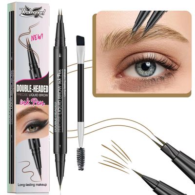 Light Brown Eyebrow Pen Liquid blonde Eyebrow Pencil 2 in 1 Dual-Ended Eye Brow Pencils for Women Waterproof Natural and Precise Brush Tip Create natural hair like eyebrows that last all day # 01