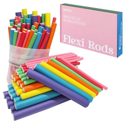 xnicx 47 pcs 7&#39;&#39; Hair Curlers Rollers Flexi Rods Flexible Curling Rods Set No Heat Heatless Bendy Foam Hair Curls for Long,Medium,Short Hair to Sleep in