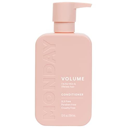 MONDAY HAIRCARE Volume Conditioner 12oz for Thin, Fine, and Oily Hair, Made from Coconut Oil, Ginger Extract, &amp; Vitamin E, 100% Recyclable Bottles (354ml), PINK (10436)