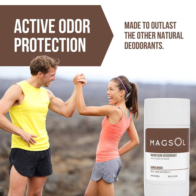 MAGSOL Natural Deodorant for Men &amp; Women - Mens Deodorant with Magnesium - Perfect for Ultra Sensitive Skin, Aluminum Free Deodorant for Women, Baking Soda Free 3.2 oz (Sandalwood)