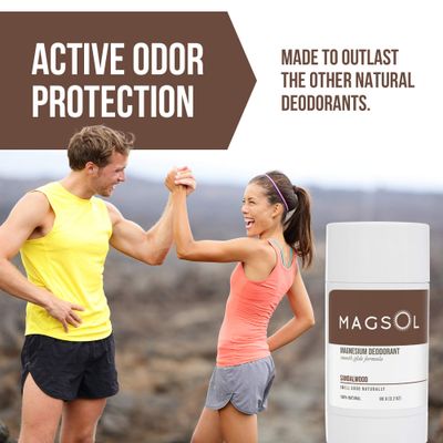 MAGSOL Natural Deodorant for Men & Women - Mens Deodorant with Magnesium - Perfect for Ultra Sensitive Skin, Aluminum Free Deodorant for Women, Baking Soda Free 3.2 oz (Sandalwood)