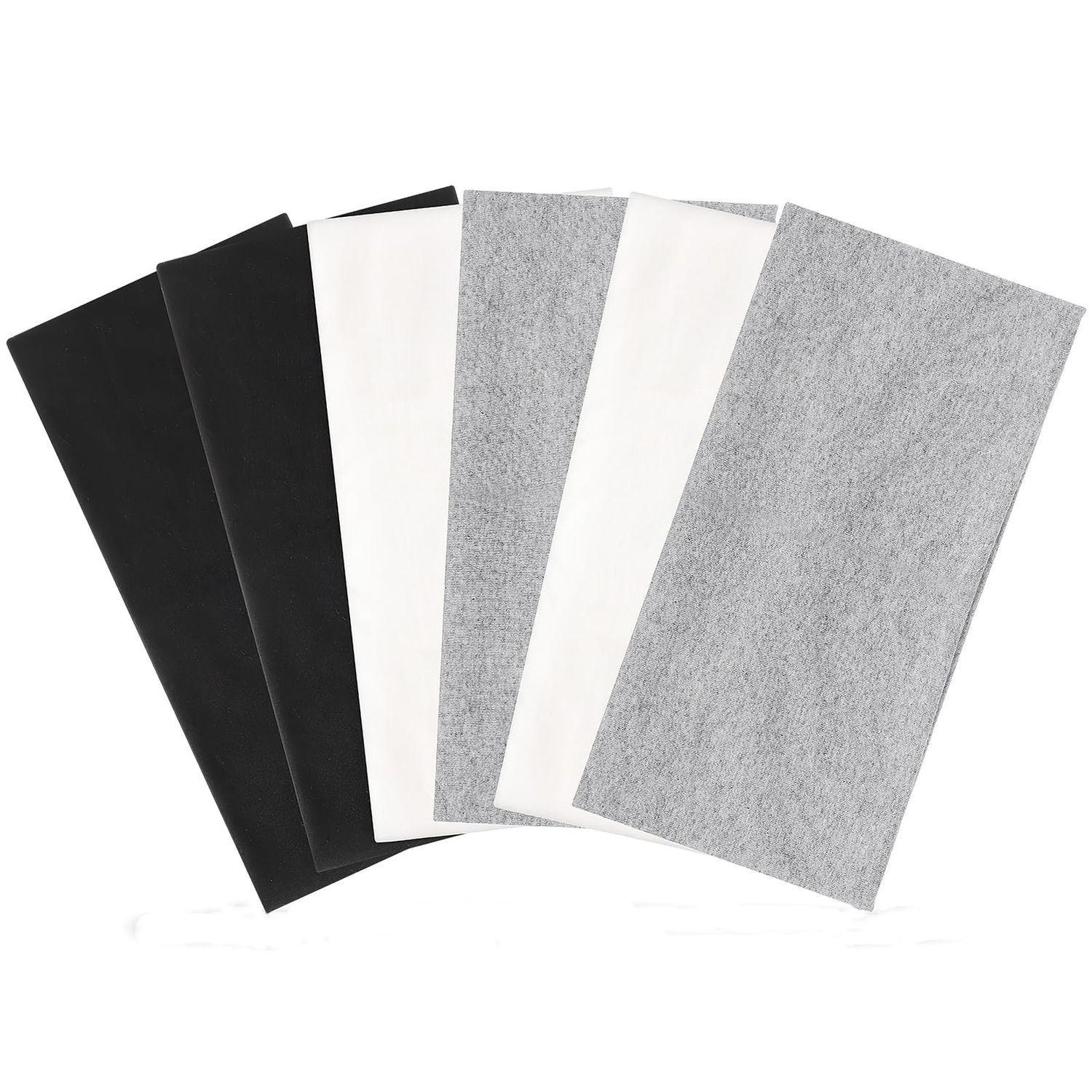 6 Pack Wide Headbands for Women, Cotton Stretchy Headband for Women Non Slip Sports Head Bands for Women&#39;s Hair (Black, White, Gray)