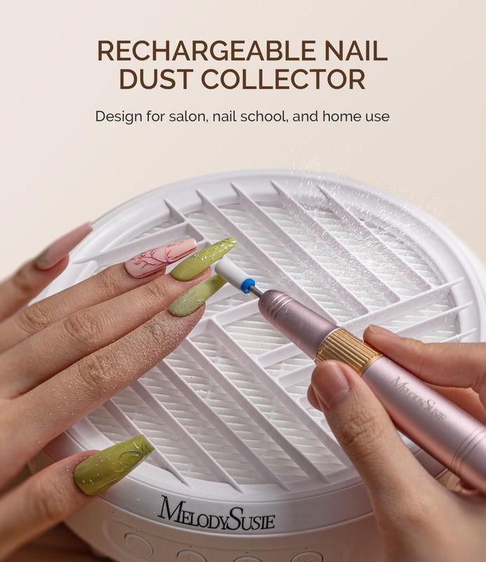 MelodySusie Cordless Nail Dust Collector,Compact Vacuum Fan Rechargeable Dust Collector with Reusable Filter,SProR Powerful Dust Suction Machine for Acrylic Gel Polish Manicure Pedicure at Salon&amp;Home