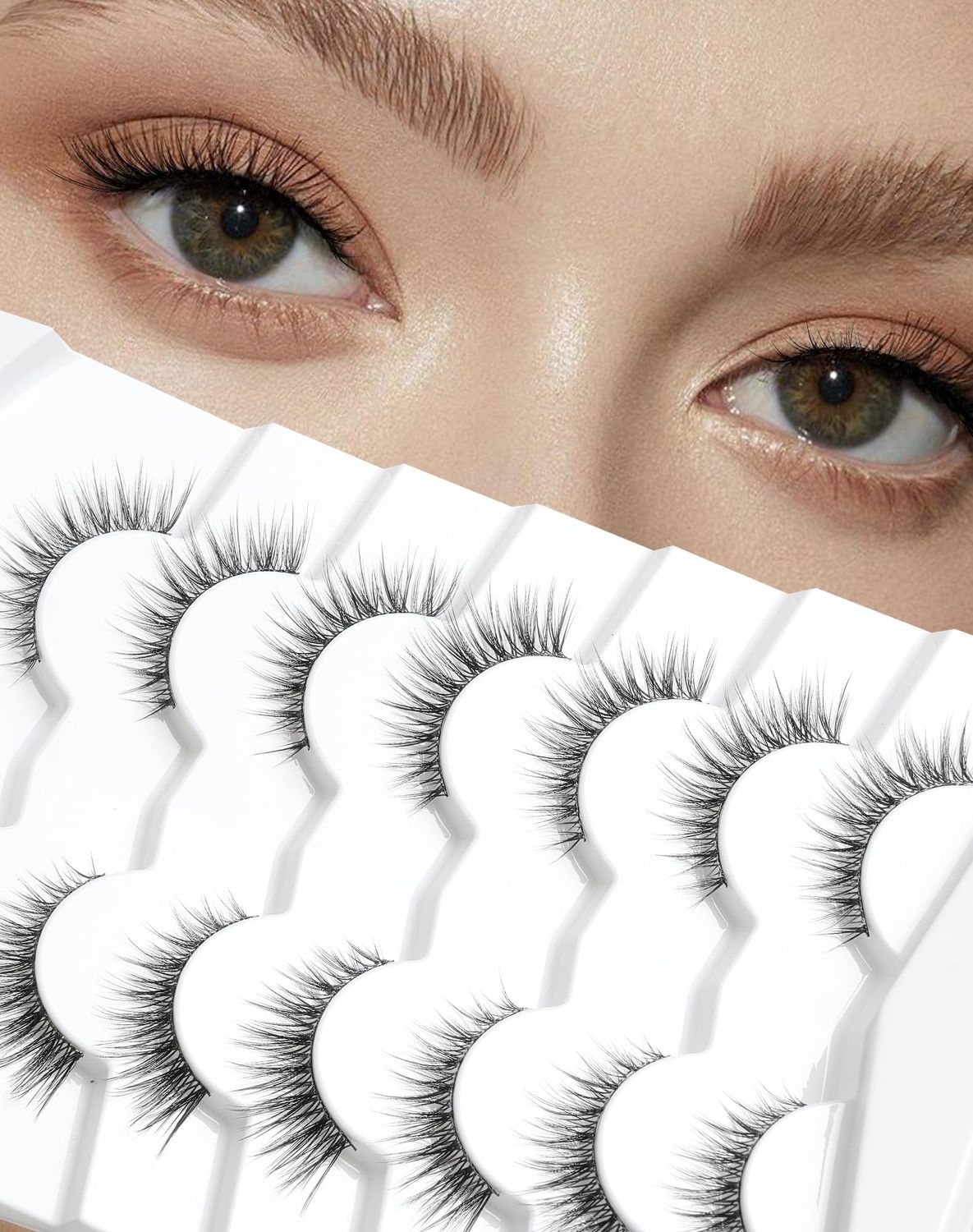 Cat eye slight Lashes eyelashes false eyelashes cat eye lashes wispy lashes mink lashes natural lashes fake lashes fake eyelashes eye lashes 7 pairs, Frihappy lashes #Danica