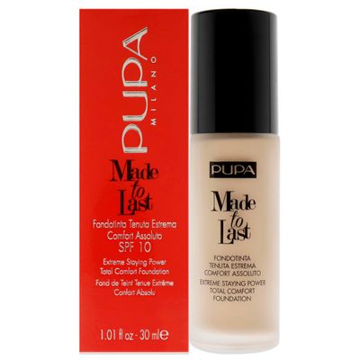 PUPA Milano Made To Last Extreme Staying Power Total Comfort Foundation - Extreme Hold Fluid Foundation - Long Lasting And Weather Resistant - Medium To High Coverage - Natural Beige - 1.01 Oz