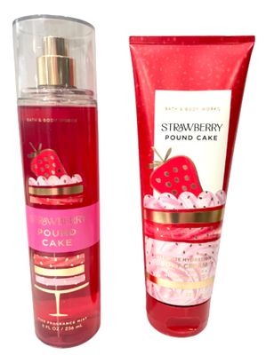 Bath &amp; Body Works - Strawberry Pound Cake - 2 pc Bundle - Fine Fragrance Mist and Ultimate Hydration Body Cream (Packaging Design Varies)
