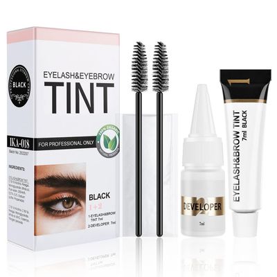 2 in 1 Black Lash &amp; Brow Kit, Instant Eyebrow Makeup Set with Black Bushy Effects, Lasting for 6 Weeks Black Hair Looking for Salon Home Use 7ml (Black)