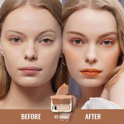 Oulac Waterproof Brown Eyebrow Powder Kit with Brow Brush 2 in1 Long Lasting Instant Eyebrow Pomade &amp; Powder Natural Makeup for Sparse Brows 3.2 g0.11 oz (Ginger