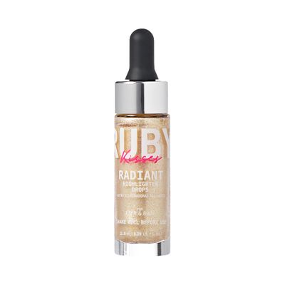 Ruby Kisses Radiant Drops, Shimmer Liquid Highlighter Makeup, Smooth Illuminator for Face Body, Natural Glow Dewiness Glitter for Skin (CHAMPANGE)