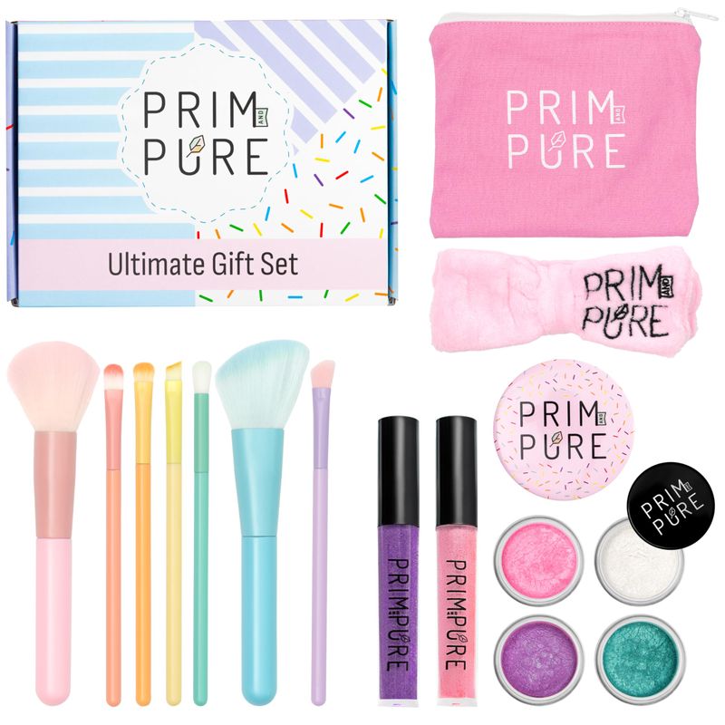 Prim and Pure Ultimate Mineral Kids Makeup Gift Set | Perfect for Play Dates &amp; Birthday Parties | Kids Safe Eyeshadow Makeup - Mineral | Organic &amp; Natural Makeup Kit for Kids| Made in USA