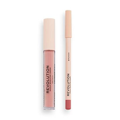 Makeup Revolution London, Lip Contour Kit, Brunch, Lip Gloss &amp; Lip Liner Duo, 1x1ml, 1x1g