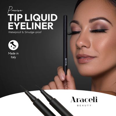 Aracelli Beauty Water Resistant Long-Lasting Eyeliner Pen - Precision Liquid Eye Liner with Smudge-Proof Formula - Easy Glide &amp; Quick Dry - Perfect for Cat Eye &amp; Winged Looks - Blue