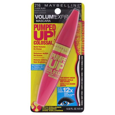 Maybelline New York Volum&#39; Express Pumped Up! Colossal Waterproof Mascara, Classic Black, 0.32 Fl Oz, (K1569200)